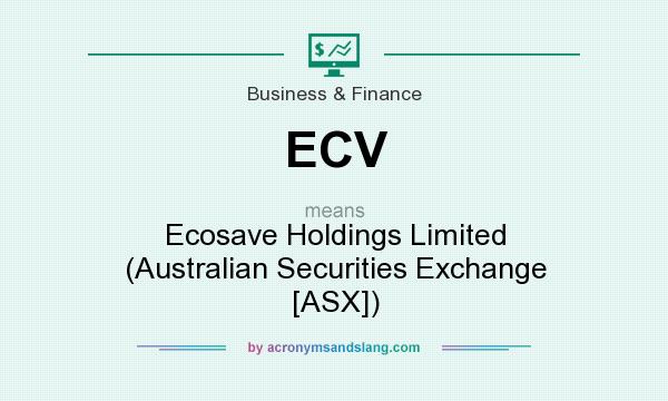 What does ECV mean? It stands for Ecosave Holdings Limited (Australian Securities Exchange [ASX])