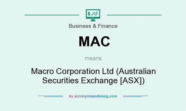 What does MAC mean? It stands for Macro Corporation Ltd (Australian Securities Exchange [ASX])