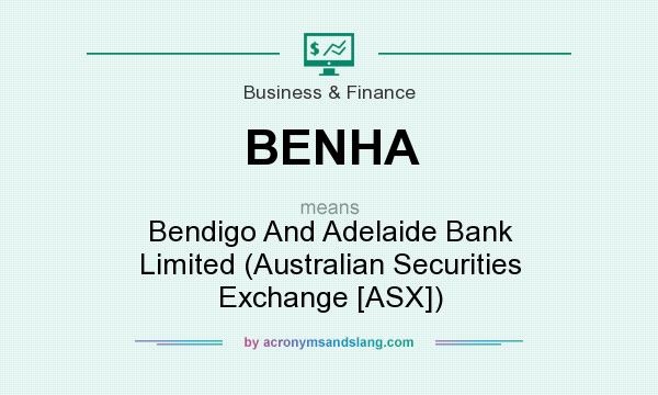 What does BENHA mean? It stands for Bendigo And Adelaide Bank Limited (Australian Securities Exchange [ASX])