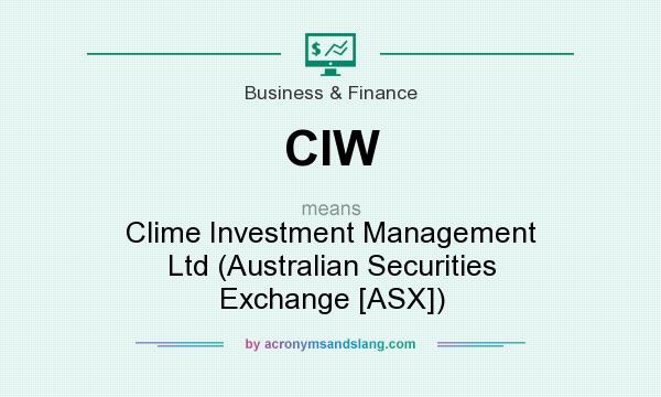 What does CIW mean? It stands for Clime Investment Management Ltd (Australian Securities Exchange [ASX])