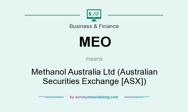 What does MEO mean? It stands for Methanol Australia Ltd (Australian Securities Exchange [ASX])