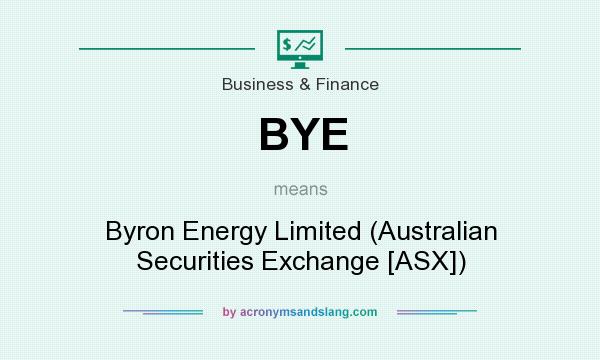 What does BYE mean? It stands for Byron Energy Limited (Australian Securities Exchange [ASX])