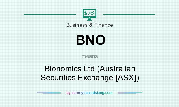 What does BNO mean? It stands for Bionomics Ltd (Australian Securities Exchange [ASX])