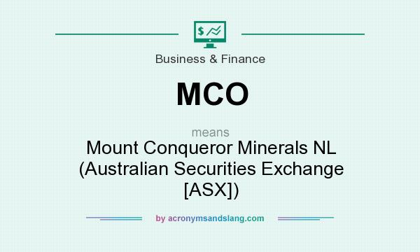 What does MCO mean? It stands for Mount Conqueror Minerals NL (Australian Securities Exchange [ASX])