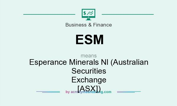 What does ESM mean? It stands for Esperance Minerals Nl (Australian Securities Exchange [ASX])