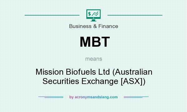 What does MBT mean? It stands for Mission Biofuels Ltd (Australian Securities Exchange [ASX])