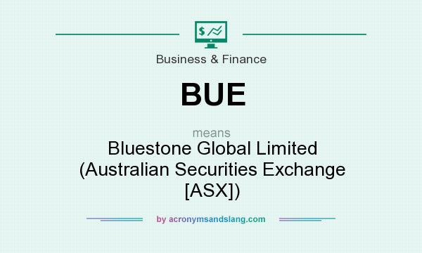 What does BUE mean? It stands for Bluestone Global Limited (Australian Securities Exchange [ASX])