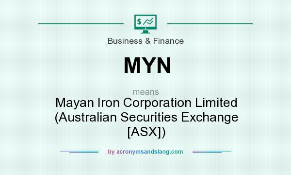 What does MYN mean? It stands for Mayan Iron Corporation Limited (Australian Securities Exchange [ASX])