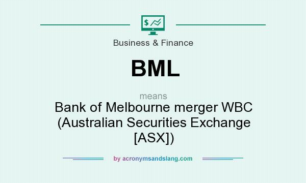 What does BML mean? It stands for Bank of Melbourne merger WBC (Australian Securities Exchange [ASX])