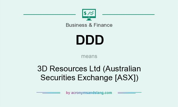 What does DDD mean? It stands for 3D Resources Ltd (Australian Securities Exchange [ASX])
