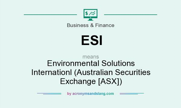 What does ESI mean? It stands for Environmental Solutions Internationl (Australian Securities Exchange [ASX])