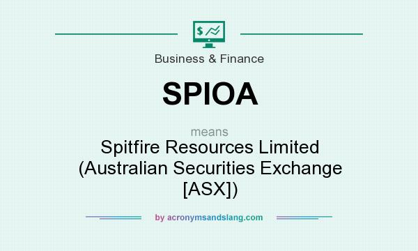 What does SPIOA mean? It stands for Spitfire Resources Limited (Australian Securities Exchange [ASX])