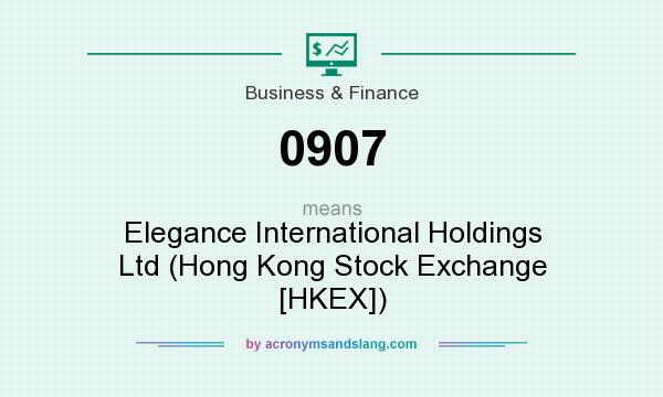What does 0907 mean? It stands for Elegance International Holdings Ltd (Hong Kong Stock Exchange [HKEX])