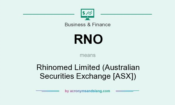 What does RNO mean? It stands for Rhinomed Limited (Australian Securities Exchange [ASX])