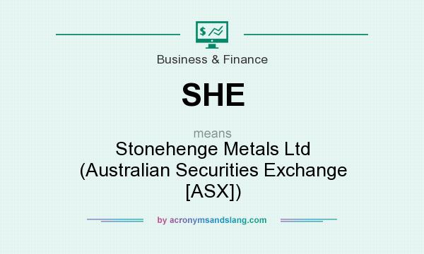 What does SHE mean? It stands for Stonehenge Metals Ltd (Australian Securities Exchange [ASX])