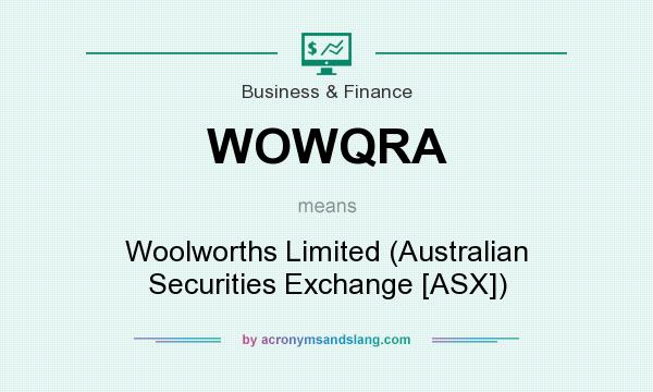 What does WOWQRA mean? It stands for Woolworths Limited (Australian Securities Exchange [ASX])