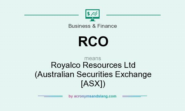 What does RCO mean? It stands for Royalco Resources Ltd (Australian Securities Exchange [ASX])