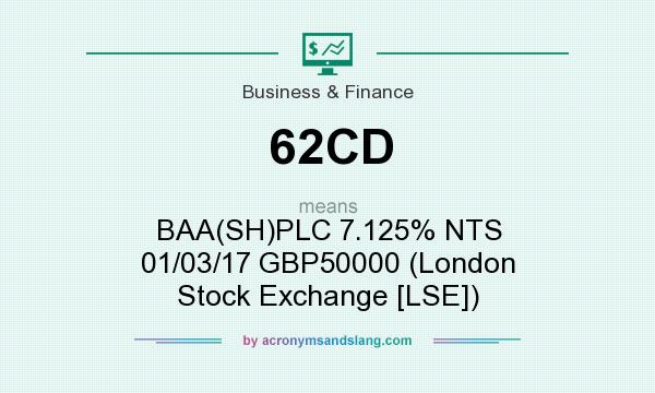 What does 62CD mean? It stands for BAA(SH)PLC 7.125% NTS 01/03/17 GBP50000 (London Stock Exchange [LSE])