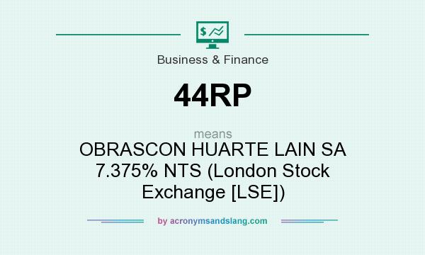 What does 44RP mean? It stands for OBRASCON HUARTE LAIN SA 7.375% NTS (London Stock Exchange [LSE])