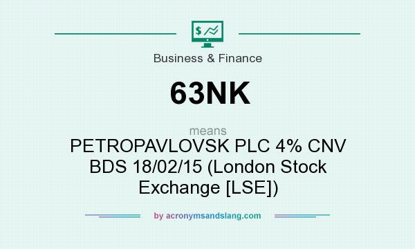 What does 63NK mean? It stands for PETROPAVLOVSK PLC 4% CNV BDS 18/02/15 (London Stock Exchange [LSE])