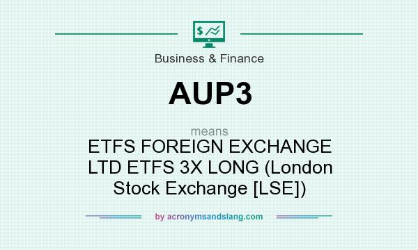 What does AUP3 mean? It stands for ETFS FOREIGN EXCHANGE LTD ETFS 3X LONG (London Stock Exchange [LSE])