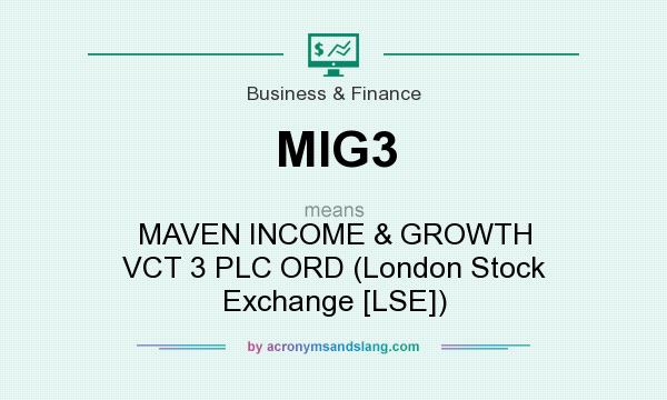 What does MIG3 mean? It stands for MAVEN INCOME & GROWTH VCT 3 PLC ORD (London Stock Exchange [LSE])