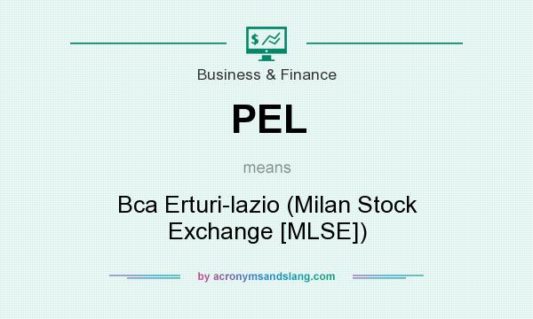 What does PEL mean? It stands for Bca Erturi-lazio (Milan Stock Exchange [MLSE])