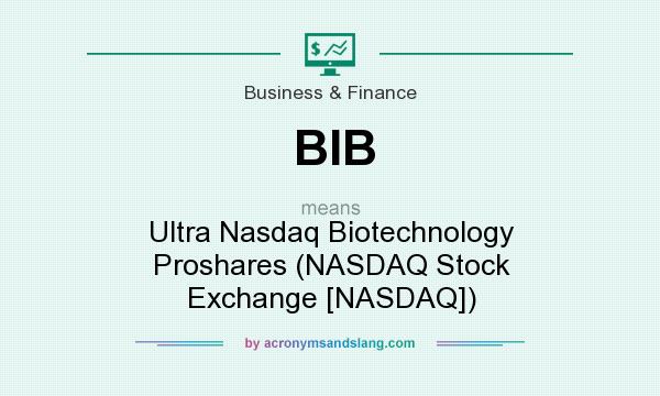 What does BIB mean? It stands for Ultra Nasdaq Biotechnology Proshares (NASDAQ Stock Exchange [NASDAQ])