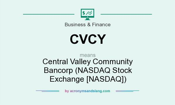 What does CVCY mean? It stands for Central Valley Community Bancorp (NASDAQ Stock Exchange [NASDAQ])