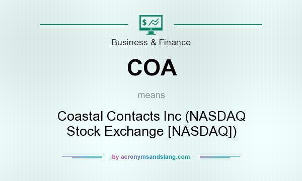 What does COA mean? It stands for Coastal Contacts Inc (NASDAQ Stock Exchange [NASDAQ])