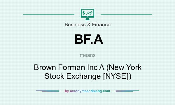 What does BF.A mean? It stands for Brown Forman Inc A (New York Stock Exchange [NYSE])