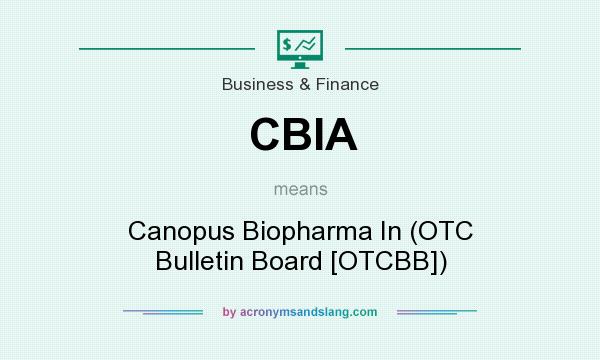 What does CBIA mean? It stands for Canopus Biopharma In (OTC Bulletin Board [OTCBB])