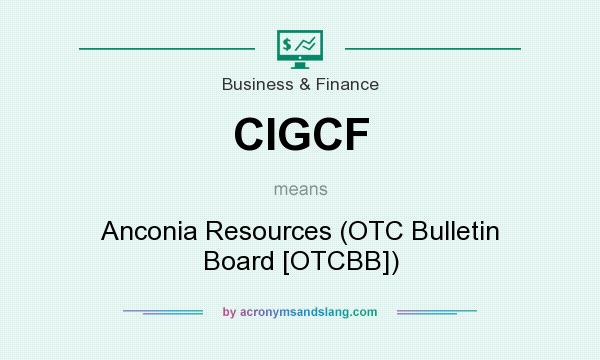 What does CIGCF mean? It stands for Anconia Resources (OTC Bulletin Board [OTCBB])