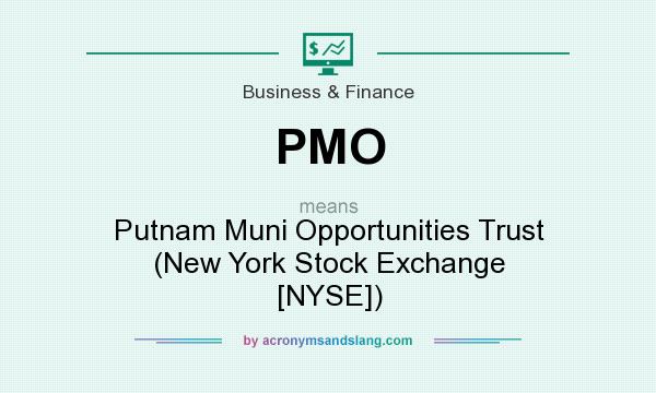 What does PMO mean? It stands for Putnam Muni Opportunities Trust (New York Stock Exchange [NYSE])