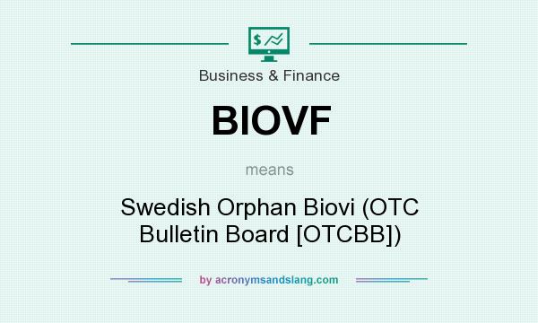 What does BIOVF mean? It stands for Swedish Orphan Biovi (OTC Bulletin Board [OTCBB])