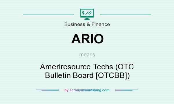 What does ARIO mean? It stands for Ameriresource Techs (OTC Bulletin Board [OTCBB])