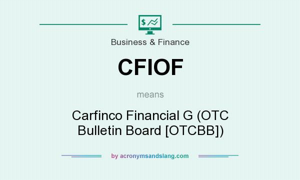 What does CFIOF mean? It stands for Carfinco Financial G (OTC Bulletin Board [OTCBB])
