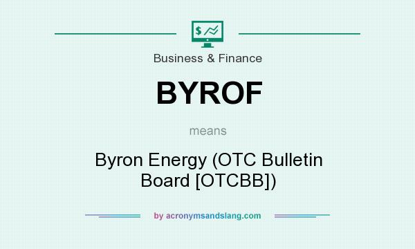 What does BYROF mean? It stands for Byron Energy (OTC Bulletin Board [OTCBB])