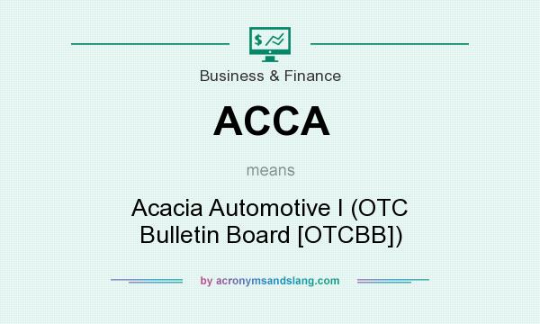 What does ACCA mean? It stands for Acacia Automotive I (OTC Bulletin Board [OTCBB])