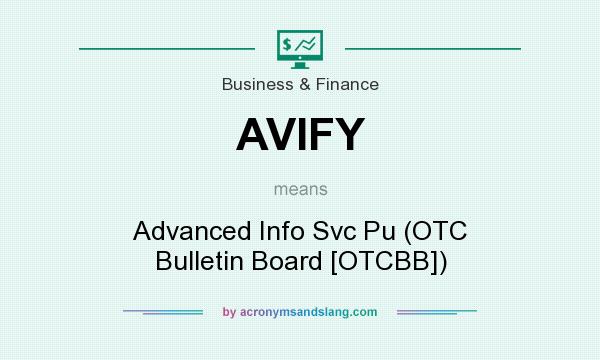 What does AVIFY mean? It stands for Advanced Info Svc Pu (OTC Bulletin Board [OTCBB])