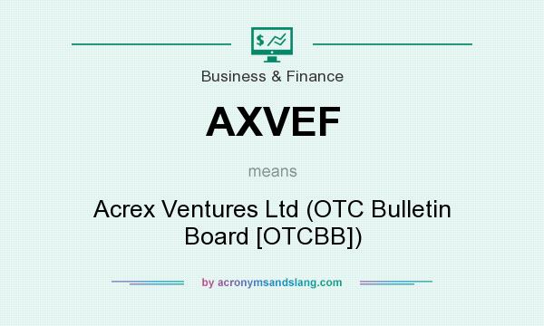 What does AXVEF mean? It stands for Acrex Ventures Ltd (OTC Bulletin Board [OTCBB])