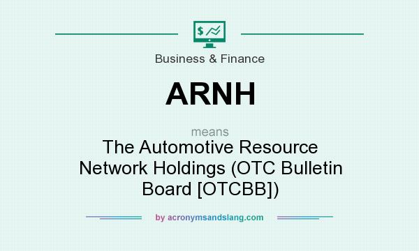 What does ARNH mean? It stands for The Automotive Resource Network Holdings (OTC Bulletin Board [OTCBB])