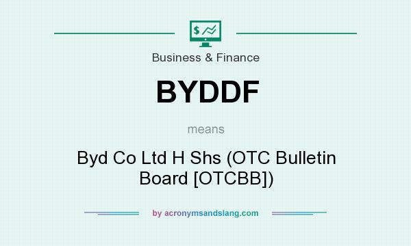 What does BYDDF mean? It stands for Byd Co Ltd H Shs (OTC Bulletin Board [OTCBB])