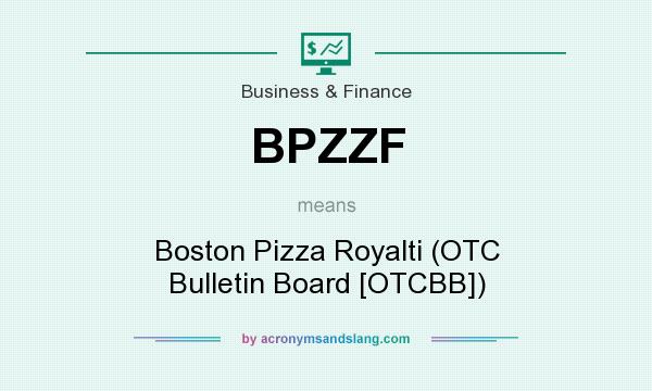 What does BPZZF mean? It stands for Boston Pizza Royalti (OTC Bulletin Board [OTCBB])