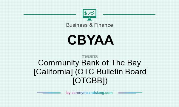 What does CBYAA mean? It stands for Community Bank of The Bay [California] (OTC Bulletin Board [OTCBB])