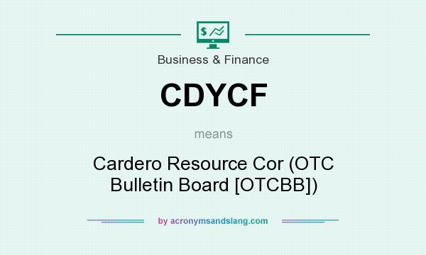 What does CDYCF mean? It stands for Cardero Resource Cor (OTC Bulletin Board [OTCBB])