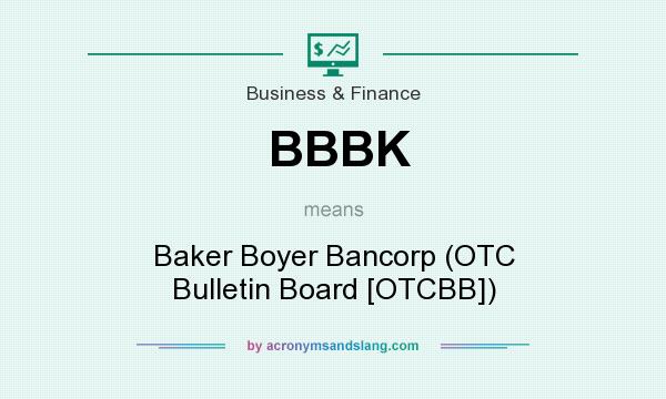 What does BBBK mean? It stands for Baker Boyer Bancorp (OTC Bulletin Board [OTCBB])