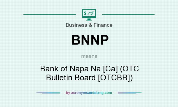 What does BNNP mean? It stands for Bank of Napa Na [Ca] (OTC Bulletin Board [OTCBB])