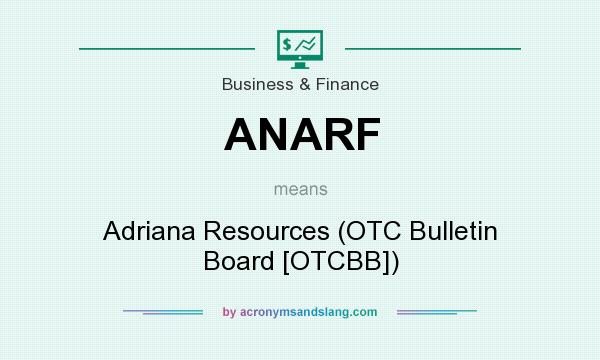 What does ANARF mean? It stands for Adriana Resources (OTC Bulletin Board [OTCBB])