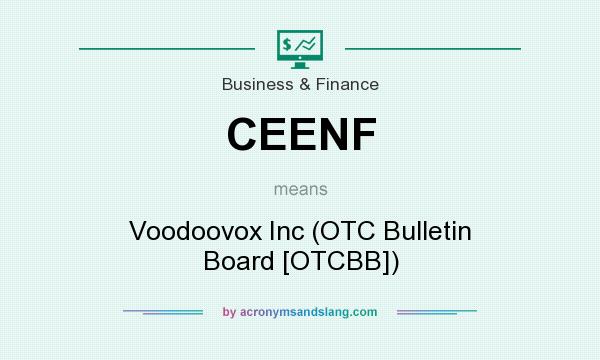 What does CEENF mean? It stands for Voodoovox Inc (OTC Bulletin Board [OTCBB])
